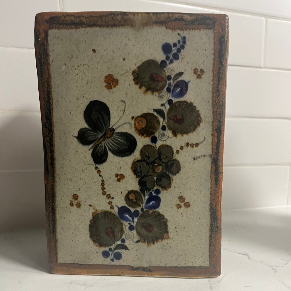 Rare Mexican, Burnished Butterfly Vase from Tonala, Jalisco, Mexico